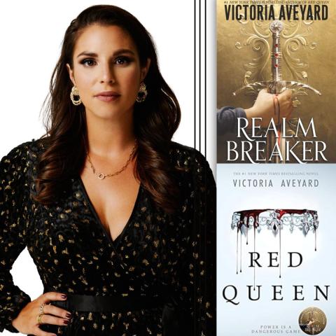 Photo of Victoria Aveyard and her books