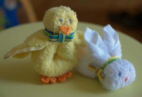 Washcloth duck and bunny