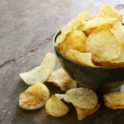 A bowl of potato chips