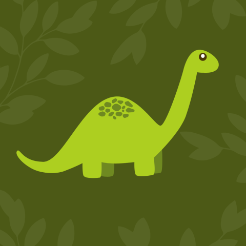 light green dino on dark green background