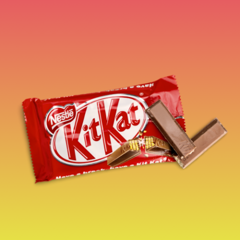 a kitkat bar on a gradient background