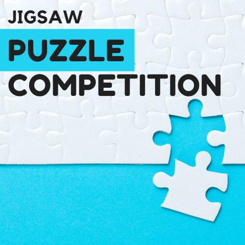 White Jigsaw Puzzle with blue background