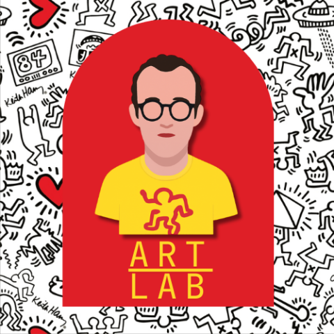 a cartoon of Keith Haring