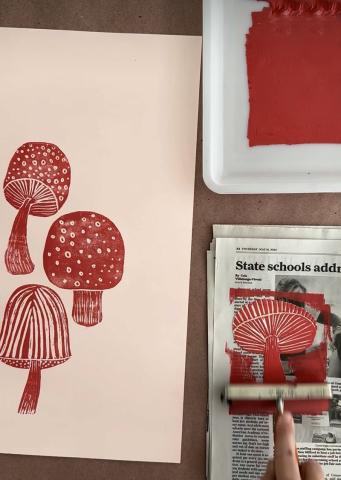 Styrofoam Mushroom Printing