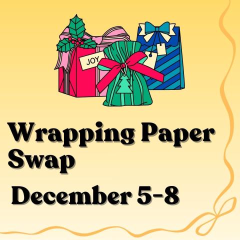 Wrapping Paper Swap text on yellow background
