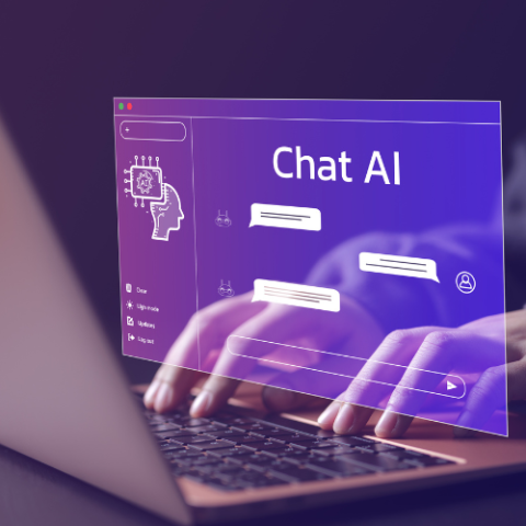 a person using a chatbot on a holographic computer screen