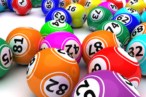 Brightly colored bingo balls