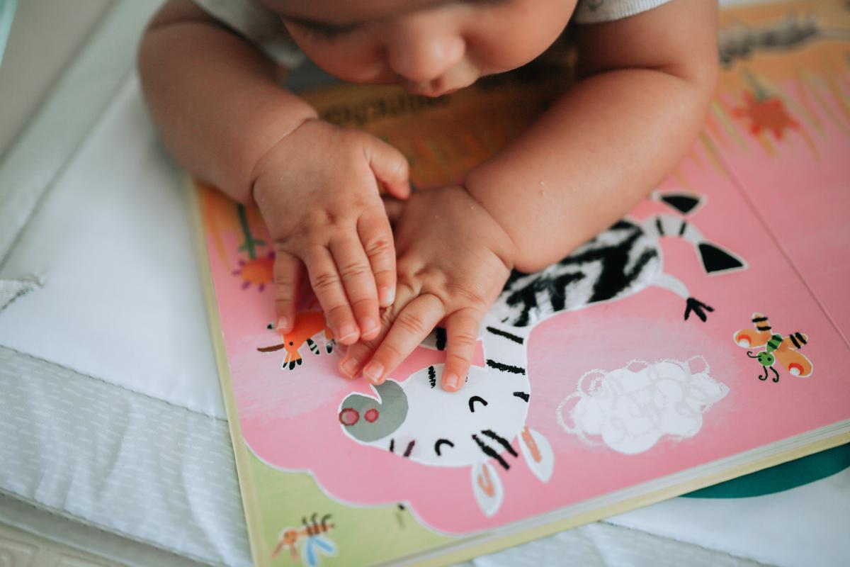 Baby reading book