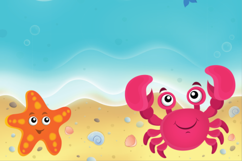 Cartoon starfish and crab