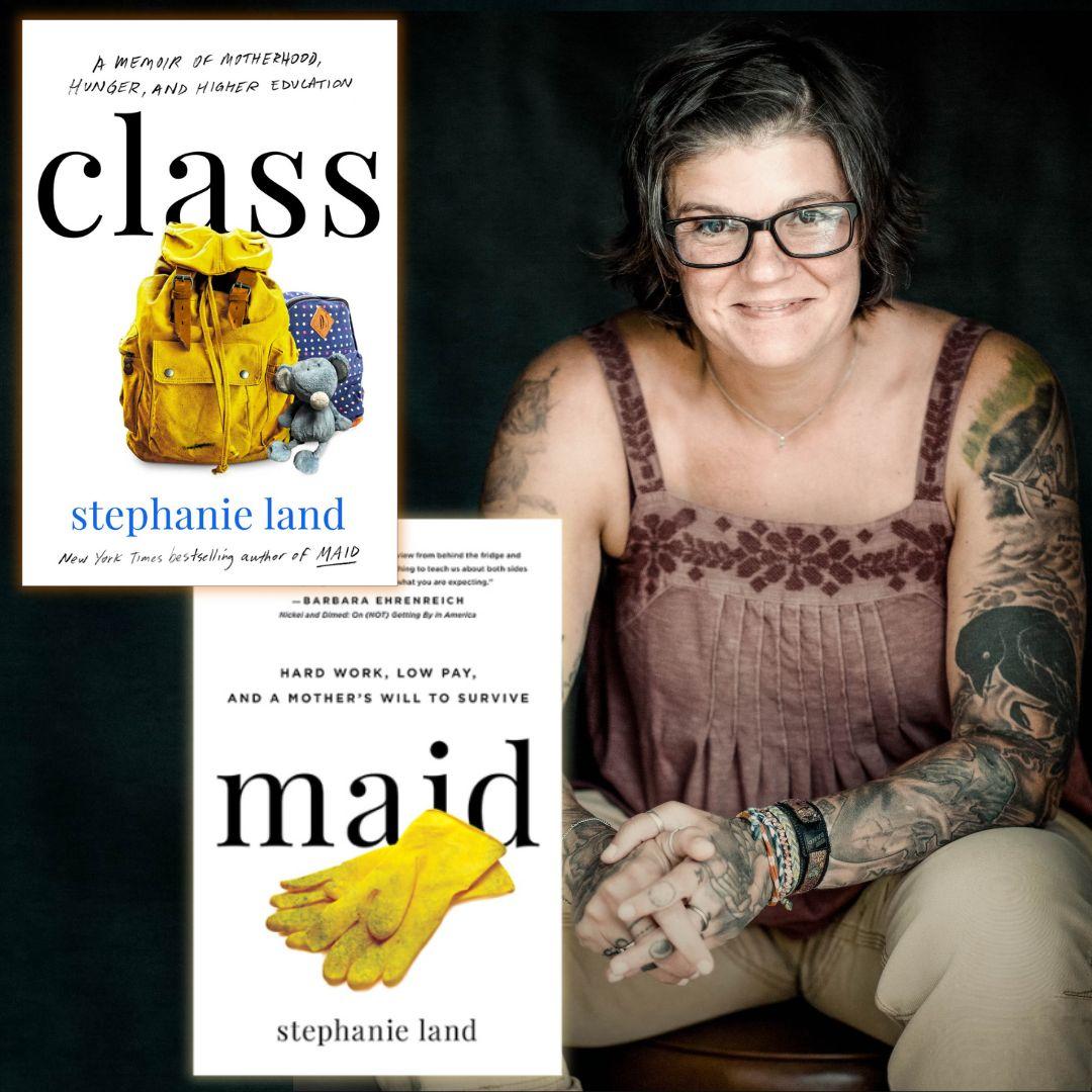 Stephanie Land and her book covers