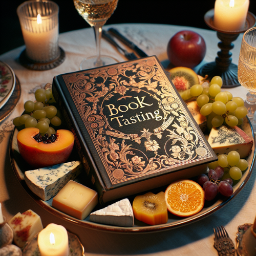 Book lying on a plate of food