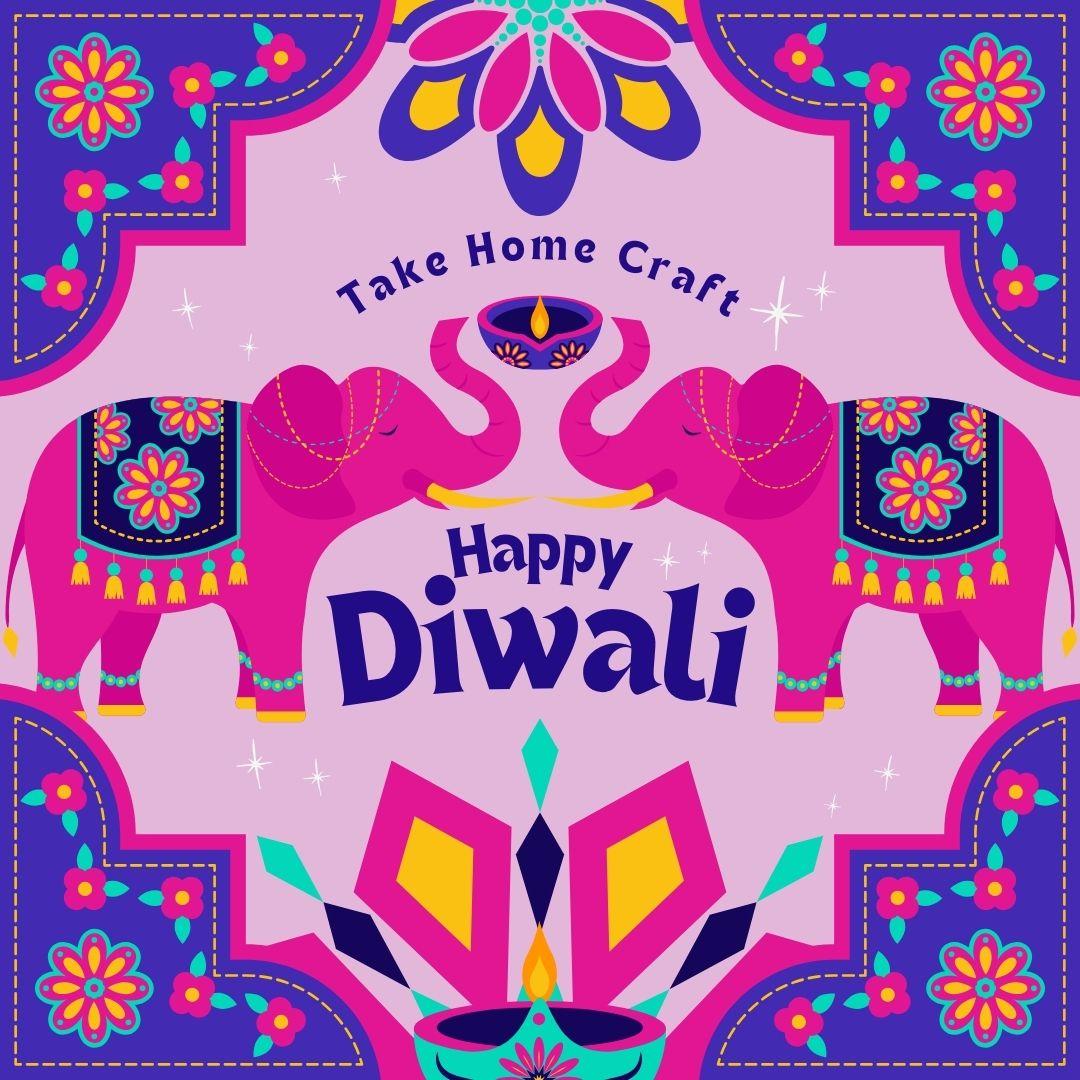 Blue Pink Cute Illustration Happy Diwali