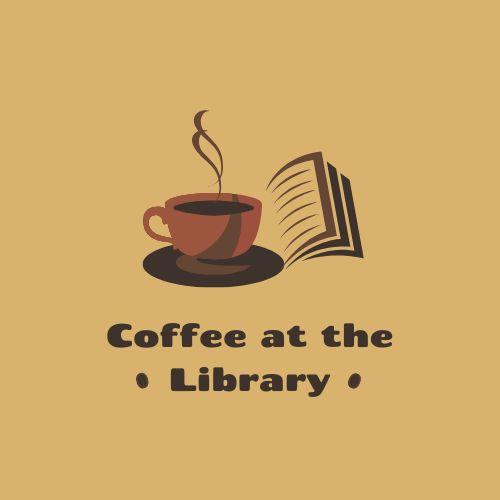 Beige Brown Modern Book and Coffee Logo