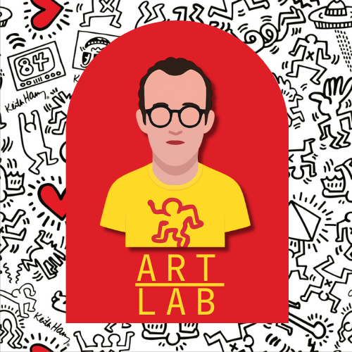 a cartoon of Keith Haring