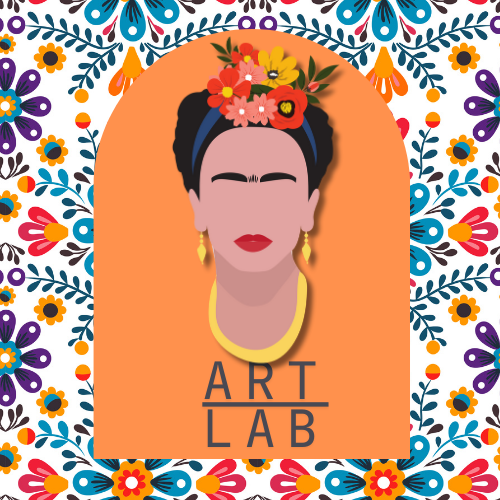 an illustration of frida with flowers on her head