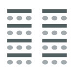 Two columns of chairs with three chairs per row